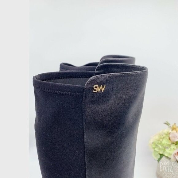 Stuart Weitzman Keelan City Womens Knee High Stretchy Boots Black Leather US 10 - Picture 9 of 11